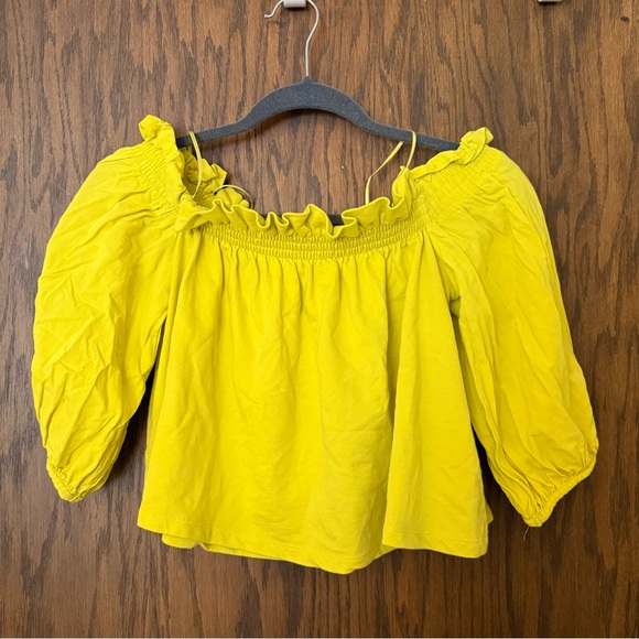 Zara Bright Yellow Off the Shoulder Ruffle Top - Picture 6 of 8